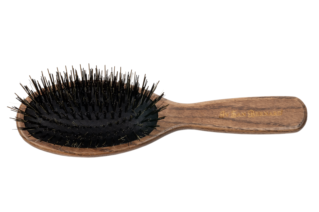 Large oval pneumatic brush with wild boar and nylon bristles