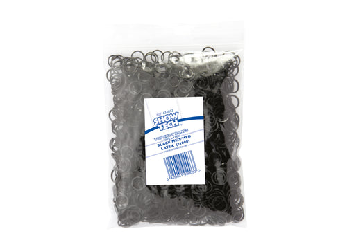 Show Tech Latex Bands Medium - 1000 pcs Top Knot Bands - svartar eða neon